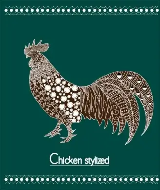 chicken stylized design on green background