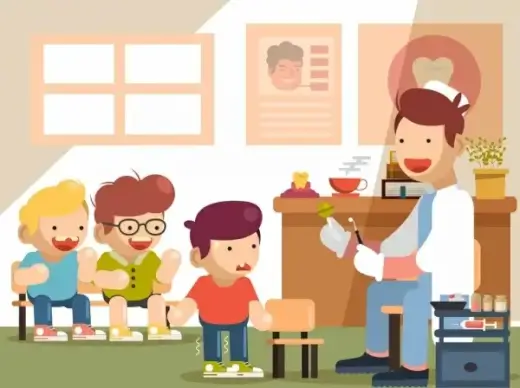 childhood background dental examination theme cartoon design