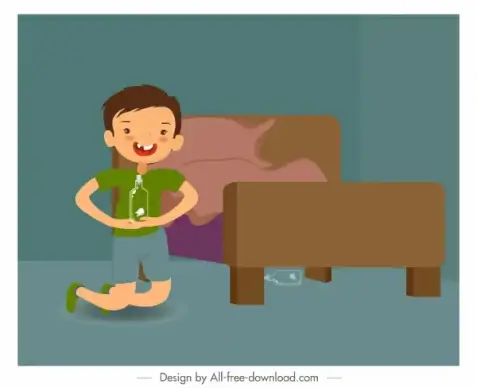 childhood background playful boy bedroom sketch cartoon design
