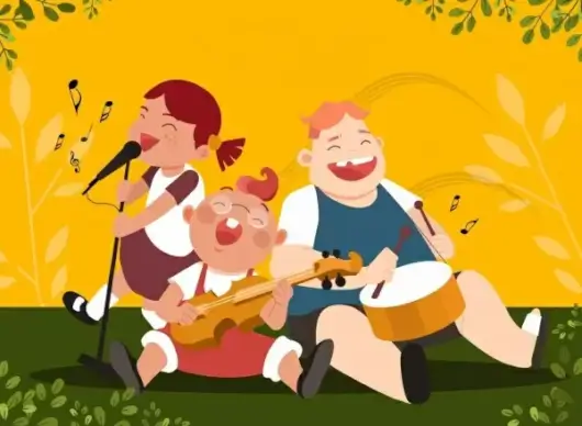childhood background playful children icon cartoon characters