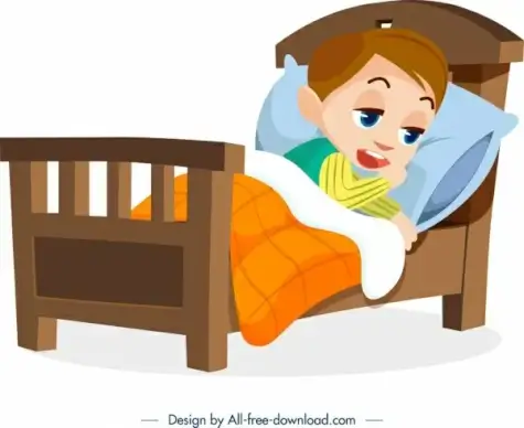 childhood background sick boy icon cartoon design
