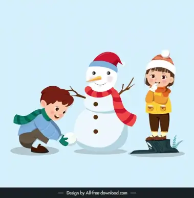 childhood design elements cute children snowman