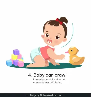 childhood design elements cute crawling baby 