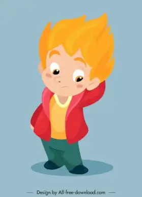 childhood icon cute boy sketch cartoon character