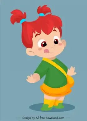 childhood icon funny girl sketch cartoon character