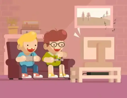 childhood painting kids playing game icons cartoon characters