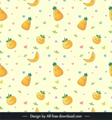children pattern template cute stylized fruits repeating