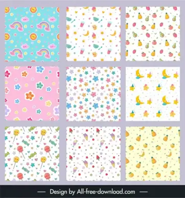 children pattern templates collection cute repeating 