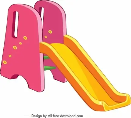 children slide template pink yellow 3d decor