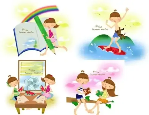 children summer vector 1