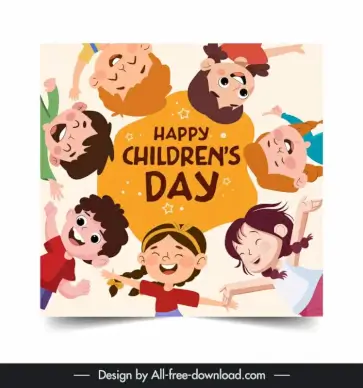 childrens day poster template happy smiley faces