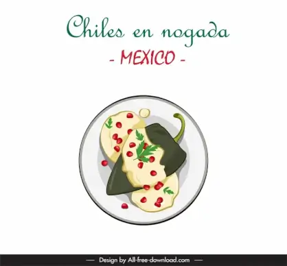 chiles en nogada mexican food poster flat classical design 