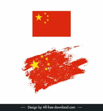 china flag design elements flat classical grunge retro sketch