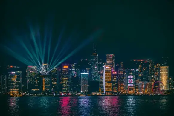 china landscape picture modern city night time scene 