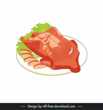 chinese traditional food icon roast duck sketch classical design