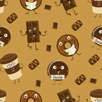 chocolate background stylized candies icons ornament
