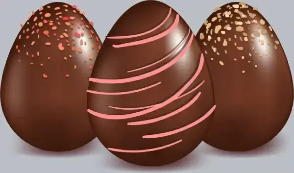 chocolate candies icons shiny brown egg shapes design
