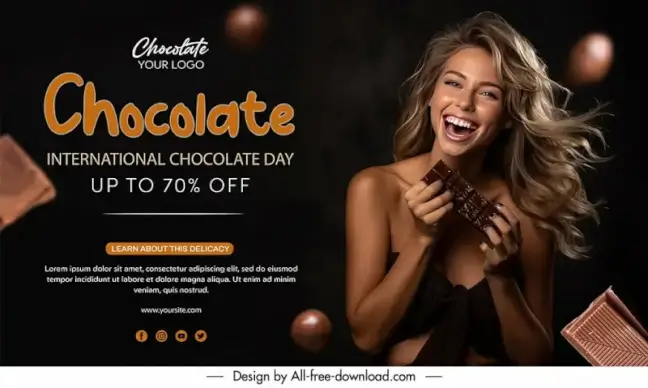 chocolate discount banner template dark dynamic