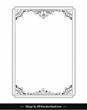 christian border ornament template elegant symmetric decor black white sketch
