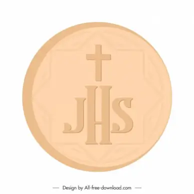 christian host icon round shape symmetric texts decor