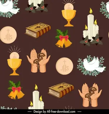christianity pattern template retro symbols elements decor repeating design