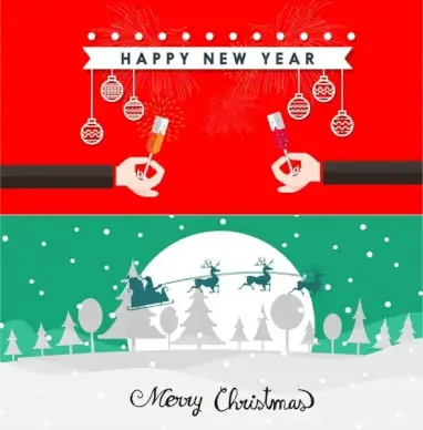 christmas and new year banners with classical design