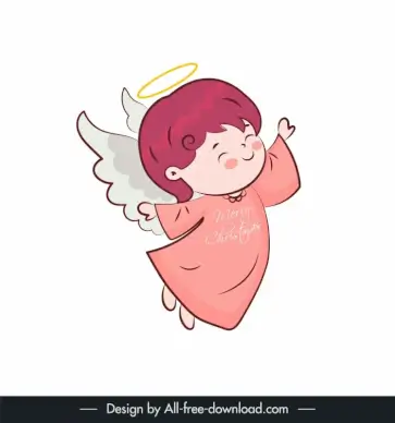  christmas angel icon cute dynamic cartoon design 