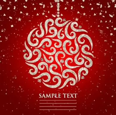 christmas background glittering red decor curved bauble icon