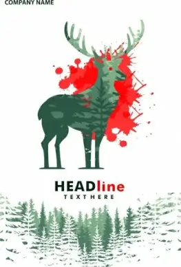 christmas background reindeer forest landscape decoration grunge style