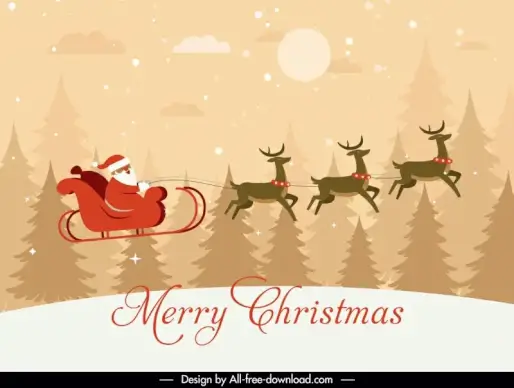christmas background template dynamic santa reindeer sleigh scene