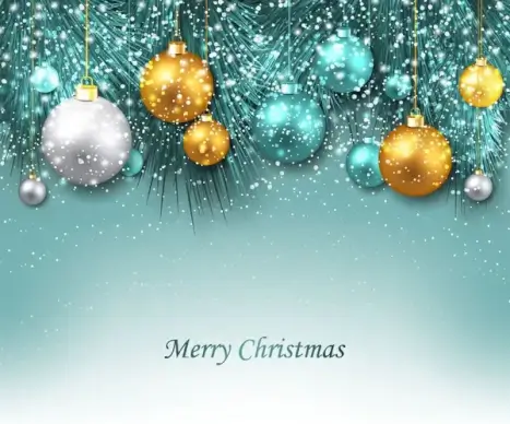 christmas background with colorful balls and fir twigs