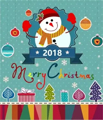 christmas banner design with snowman and x mas symbols