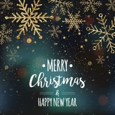 christmas banner sparkling yellow snowflakes decoration