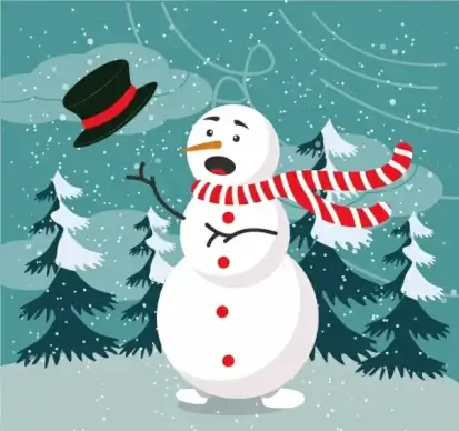 christmas banner stylized snowman colored cartoon