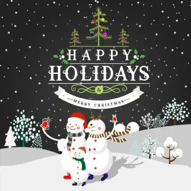 christmas banner stylized snowmen icons winter outdoors decor