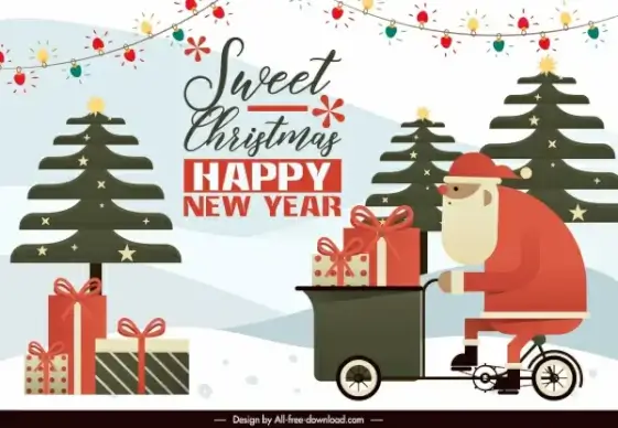 christmas banner template colorful flat classic design