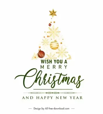 christmas banner template elegant baubles fir tree layout