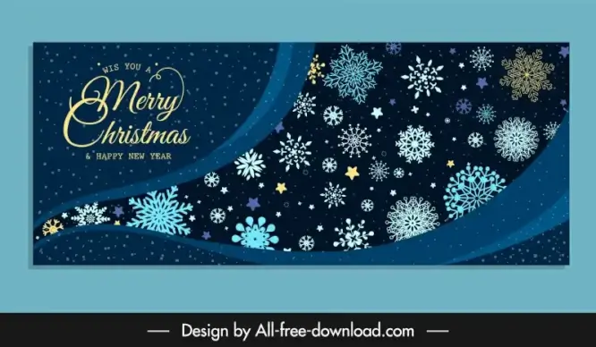  christmas banner template elegant dark snowflakes curves decor
