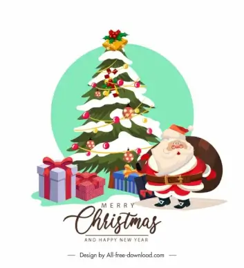 christmas banner template fir tree santa presents sketch