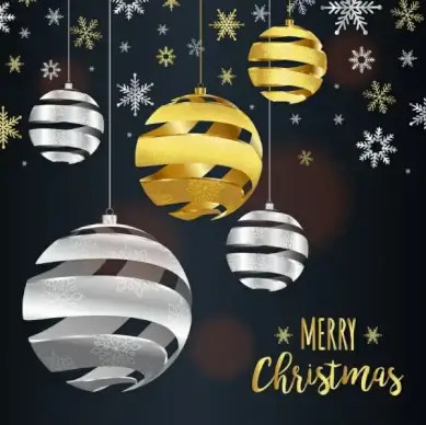 christmas banner template snowflakes twisted spheres decoration