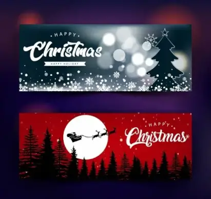 christmas banner templates dark bokeh decor snowy backdrop