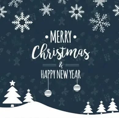 christmas banner white snowflakes fir tree icons decoration