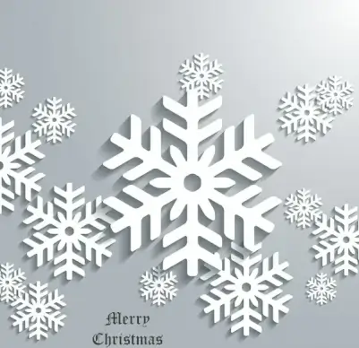christmas banner with white flakes on grey background