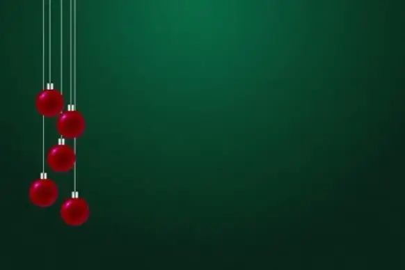 christmas bulbs green background