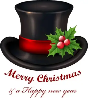 christmas card background with black hat and calligraphy