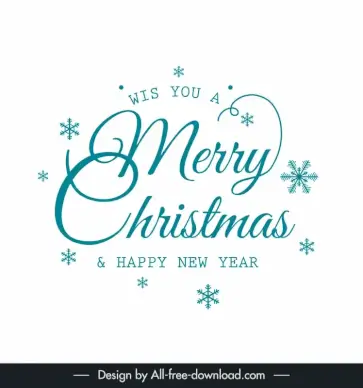 christmas card design elements elegant flat calligraphic texts snowflakes decor