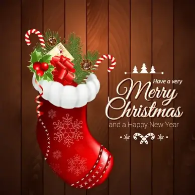 christmas card design with abstract red sock