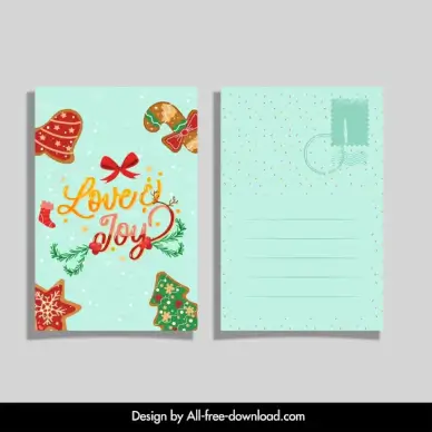 christmas card template elegant classic flat design