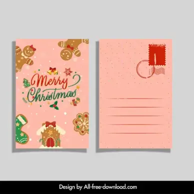 christmas card template flat elegant classic 