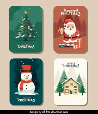 christmas card templates collection cute elegance 